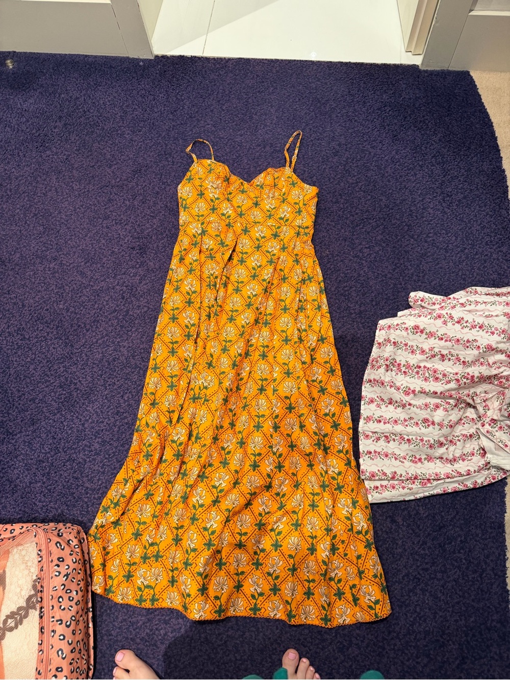 Agua by Agua Bendita Orange Floral Spaghetti-Strap Maxi Dress
